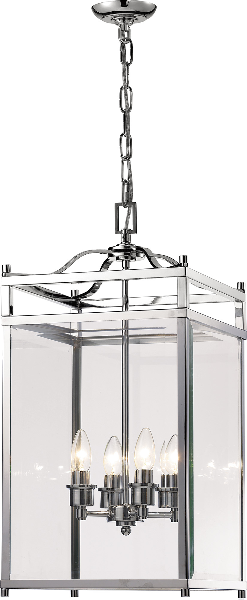 IL31103  Aston Glass Square Pendant 4 Light Polished Chrome